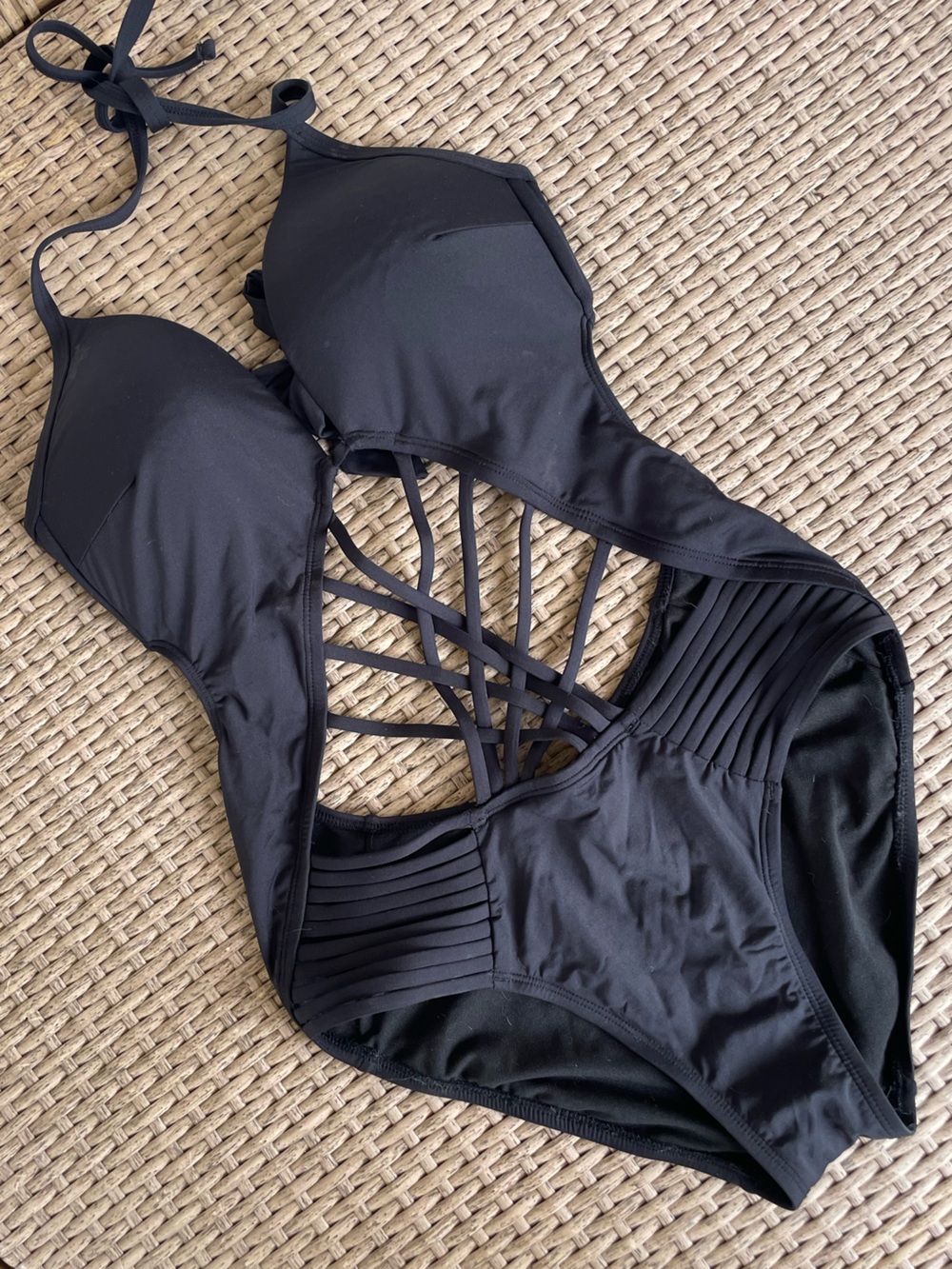 Kenneth Cole New York Black Strappy One-Piece Swimsuit